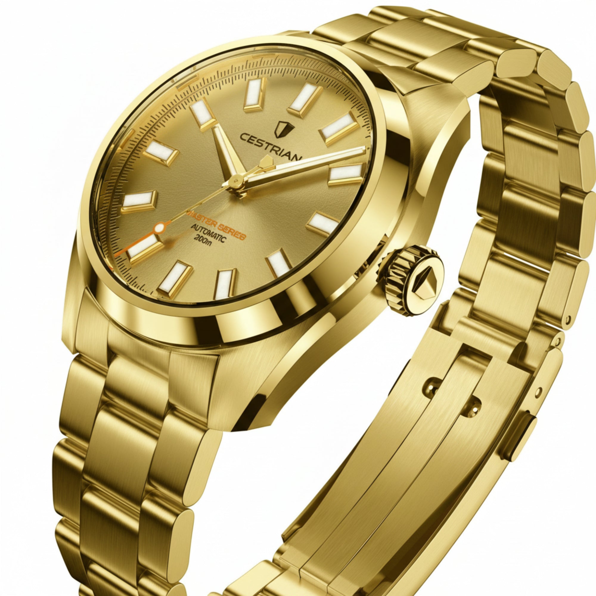 Cestrian Master Series V3 Gold Dial Gold Plated Bracelet Automatic Men's Watch