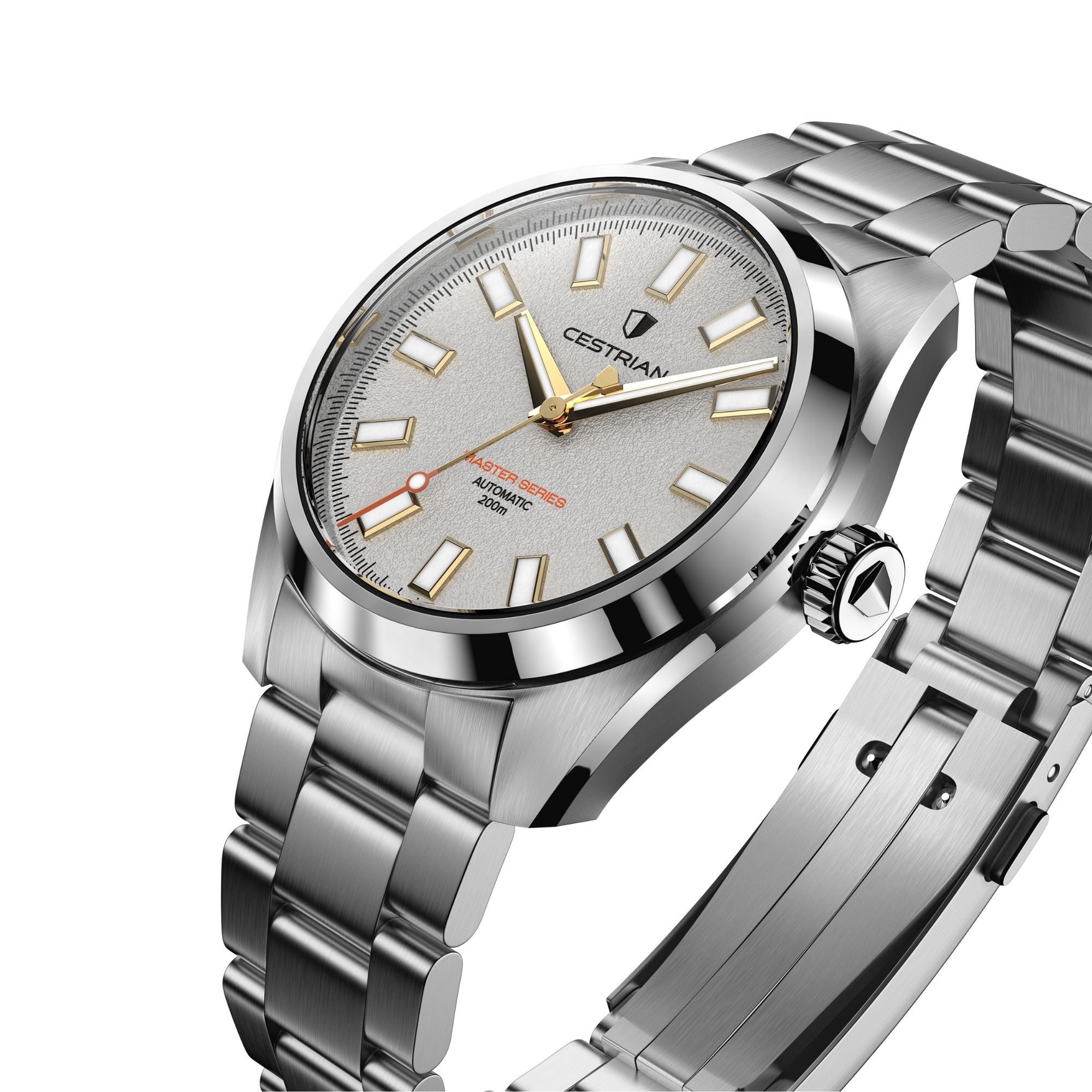 Cestrian Master Series V3 White Textured Dial Steel Bracelet Automatic Men's Watch