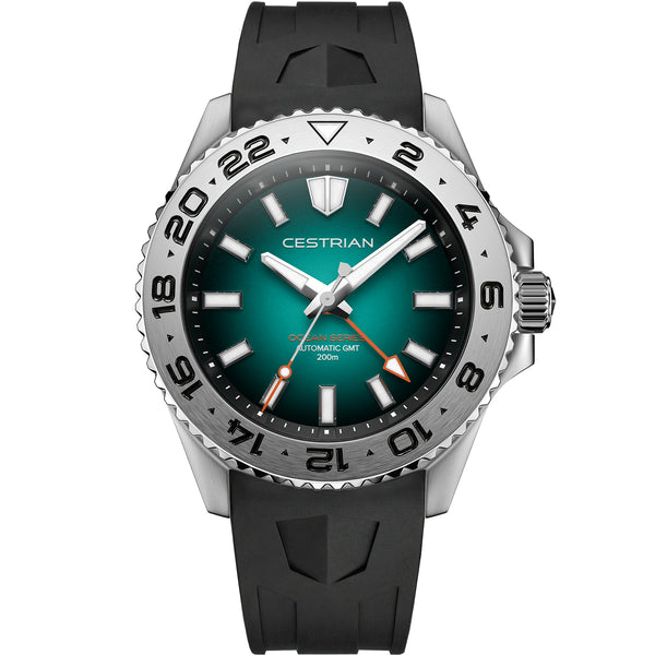 Cestrian Ocean Series Green Fumé Dial Silicone Strap Automatic GMT Men's Watch