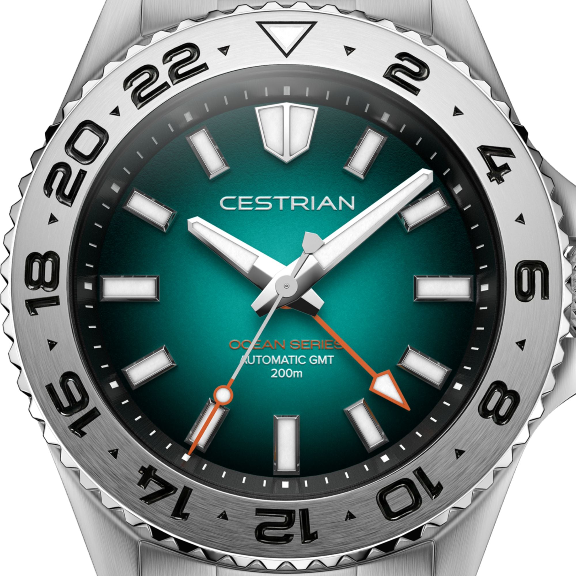 Cestrian Ocean Series Green Fumé Dial Silicone Strap Automatic GMT Men's Watch