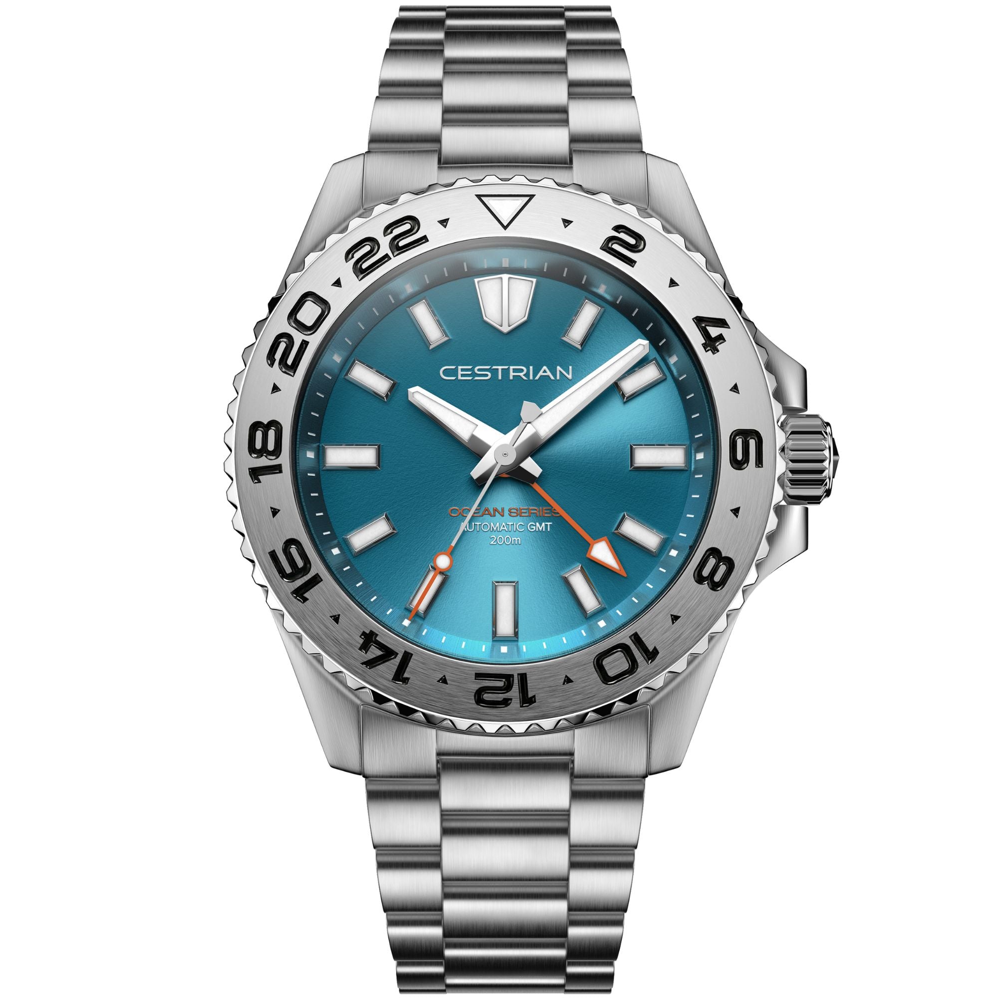 Cestrian Ocean Series Tropical Blue Dial Steel Bracelet Automatic GMT Men's Watch