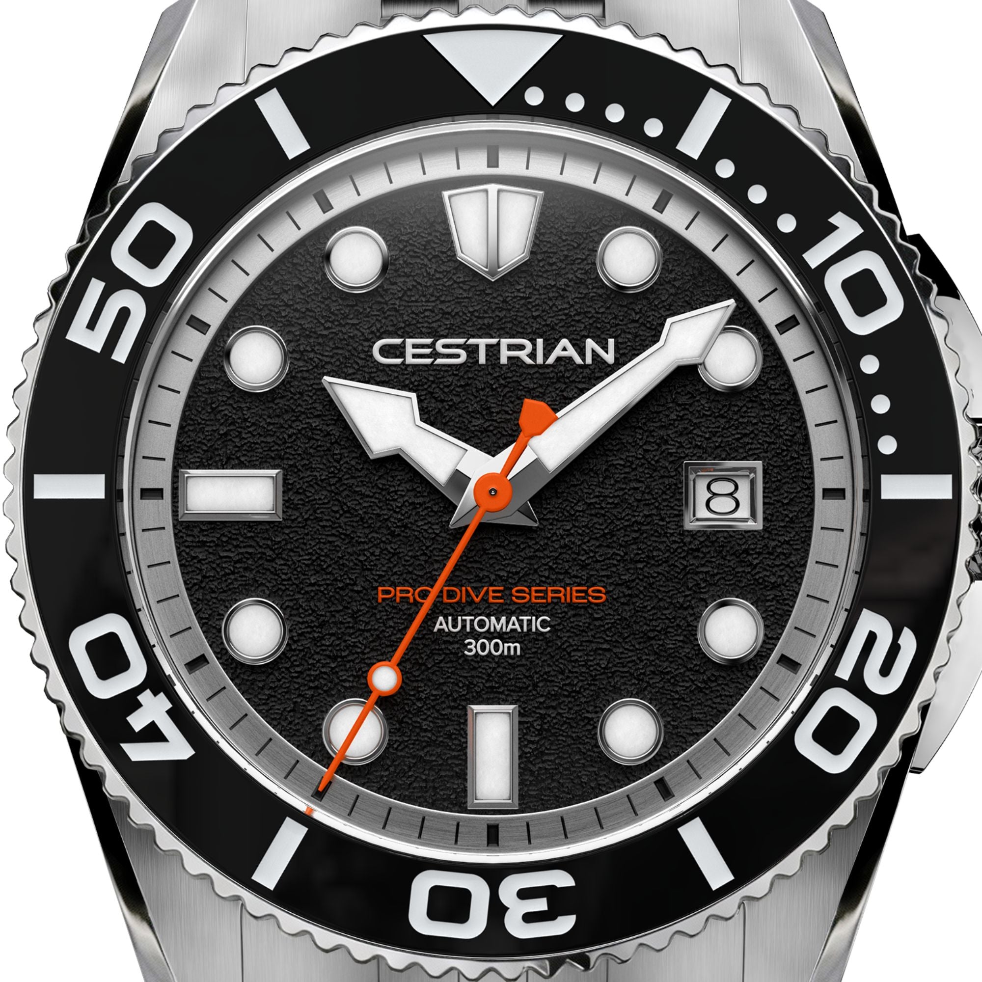 Cestrian Pro Dive Series Black Dial Silicone Strap Automatic 300m Men's Watch