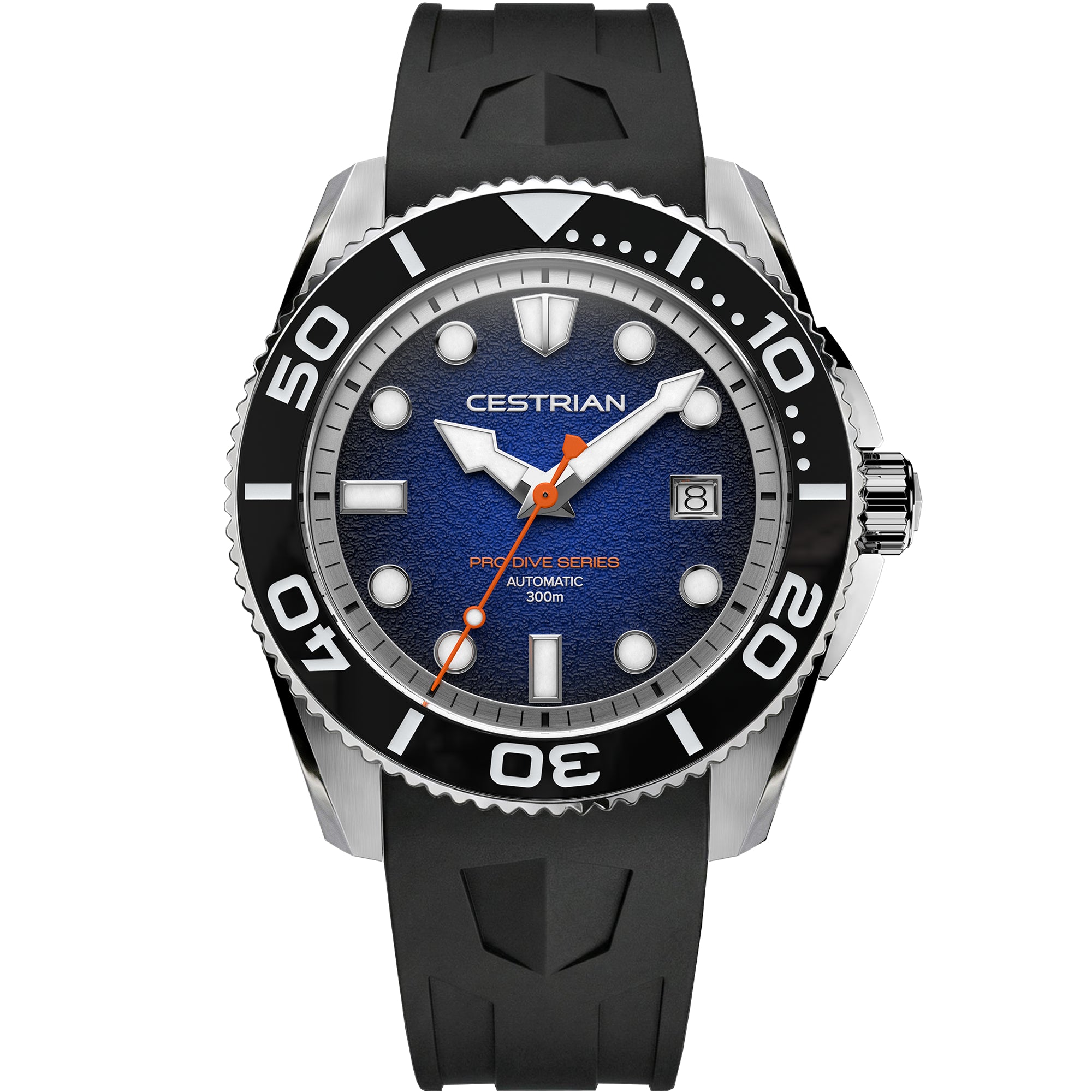 Cestrian Pro Dive Series Blue Fumé Dial Silicone Strap Automatic 300m Men's Watch