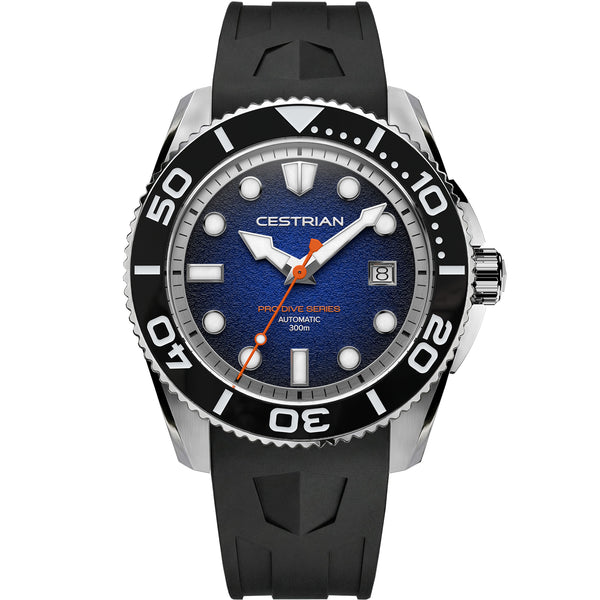 Cestrian Pro Dive Series Blue Fumé Dial Silicone Strap Automatic 300m Men's Watch
