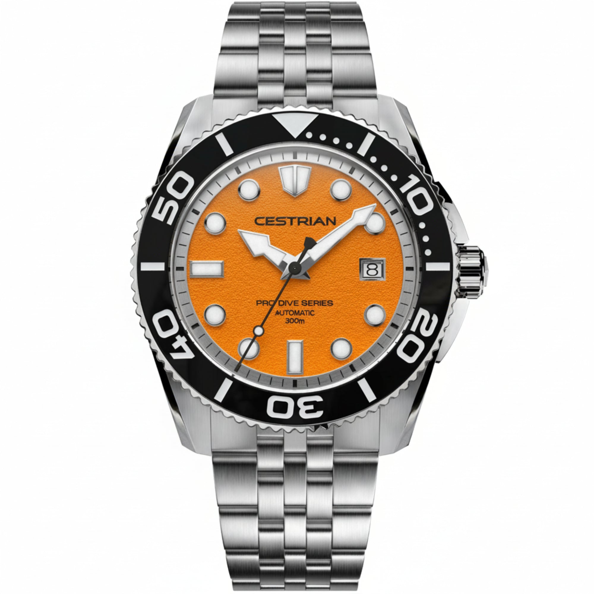 Cestrian Pro Dive Series Orange Dial Steel Bracelet Automatic 300m Men's Watch